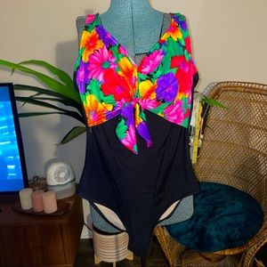 Vintage NWT Floral Carol Wior Slimsuit